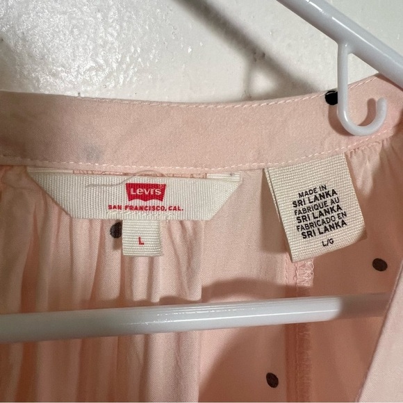 Levi’s Blouse Light Pink Black Polka Dots Long Sleeve L - Picture 11 of 12